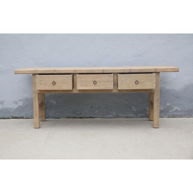 1950s Vintage Chinese Bleached Pine Console Table For Sale - Image 5 of 5