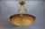 French art nouveau pâte de verre pendant by muller frères, circa 1920. atmospheric pendant light featuring a hand-crafted...