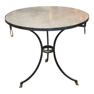 19th Century French Iron and Brass Tables With Marble Tops