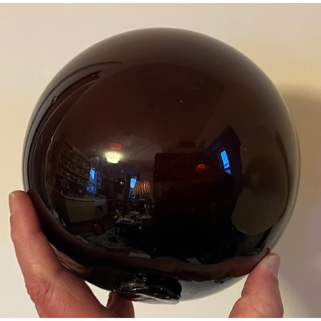 Amber Antique 19th Century American Blown Glass Amber Witch's Ball For Sale - Image 8 of 18