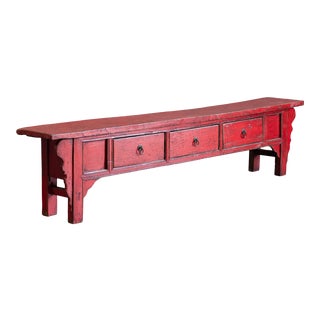 Chinese Low Red Lacquered Altar Table For Sale