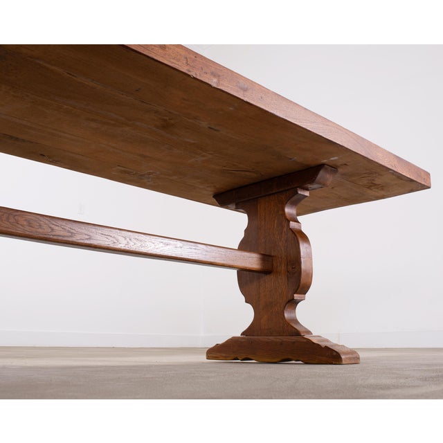 Country French Provincial Oak Farmhouse Trestle Dining Table 10 Ft For Sale - Image 13 of 18