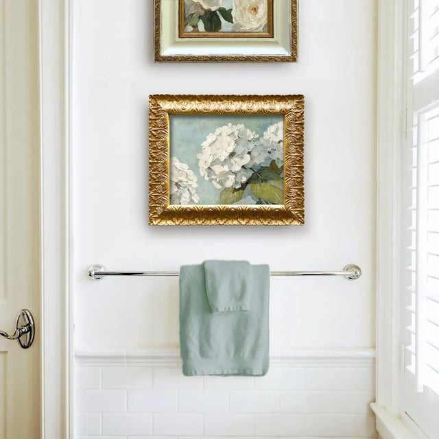 This is a giclee print on a canvas panel of vintage hydrangea blooms. The giclee is an exact reproduction of a vintage...