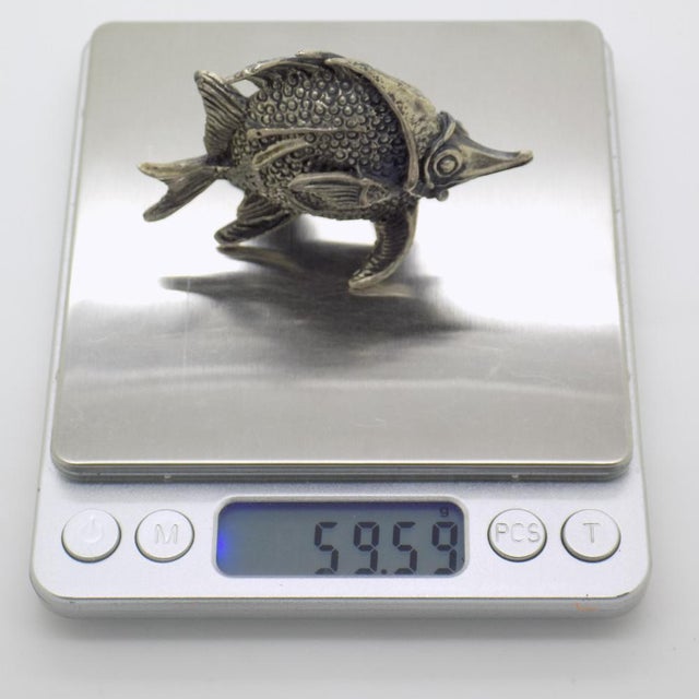 Vintage Italian Handmade Silver Longnose Butterfly Fish Figurine by Donati, Tuscany, 1950s For Sale - Image 11 of 14