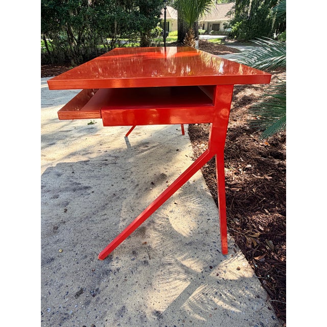 Modern Red Lacquered Desk and Chair For Sale In Savannah - Image 6 of 14