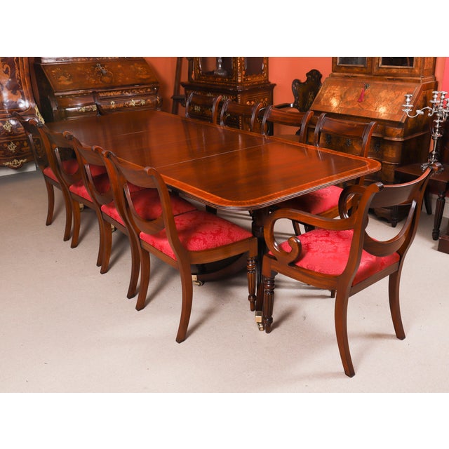 Vintage Crossbanded Twin Pillar Dining Table by William Tillman, 1980s For Sale - Image 4 of 16