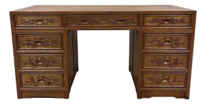 Mid-20th Century Chinese Rosewood Carved Writing Desk