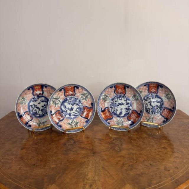 Wonderful quality set of four antique Japanese imari small plates, having a wonderful quality set of four antique Japanese...