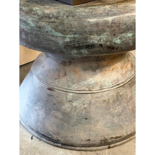 Stone Gray Early 20th Century Southeast Asian Gilded Buddha Sculpture on Bronze Rain Drum Base For Sale - Image 8 of 18