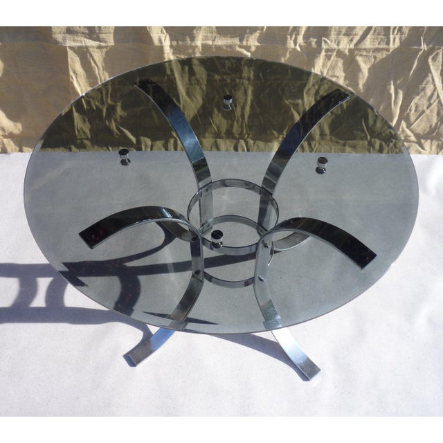 Black Glass and Chrome Dining Table, 1970s For Sale - Image 8 of 9