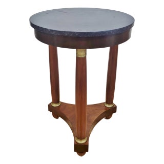 Antique French Round Directoire Bronze & Marble Top Empire Gueridon Side Table For Sale