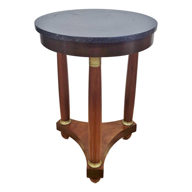 Antique French Round Directoire Bronze & Marble Top Empire Gueridon Side Table For Sale