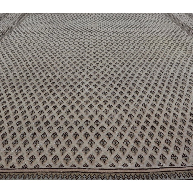 Mid 20th Century Minimalist Design Vintage Persian Tabriz Rug With Muted Brown and Cream Tones 7'9 X 10'7 For Sale - Image 5 of 12