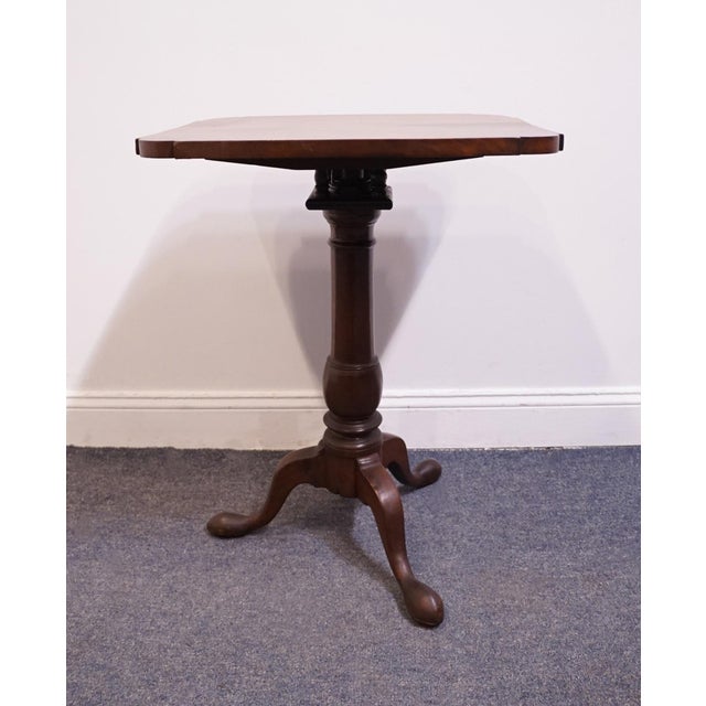 Brown Vintage Antique Late 19th Century Solid Mahogany Traditional Georgian Style 19x22" Tilt Top Accent End Table For Sale - Image 8 of 10