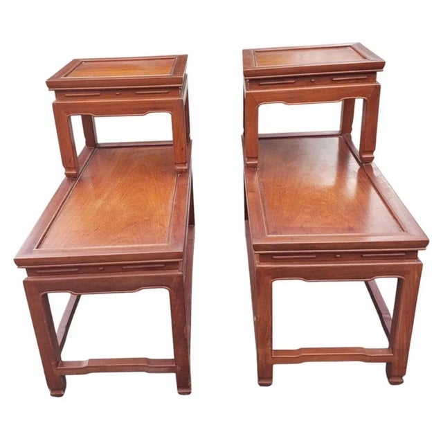 Wood A Pair of George Zee Two Tier Rosewood Side Tables, Circa 1960s For Sale - Image 7 of 8