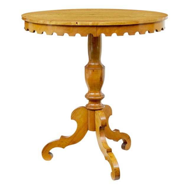 Small Swedish Oval Birch Side Table, 1890s For Sale