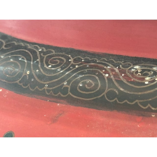 Mid 20th Century Red Painted Wood Garden Stool For Sale - Image 11 of 18