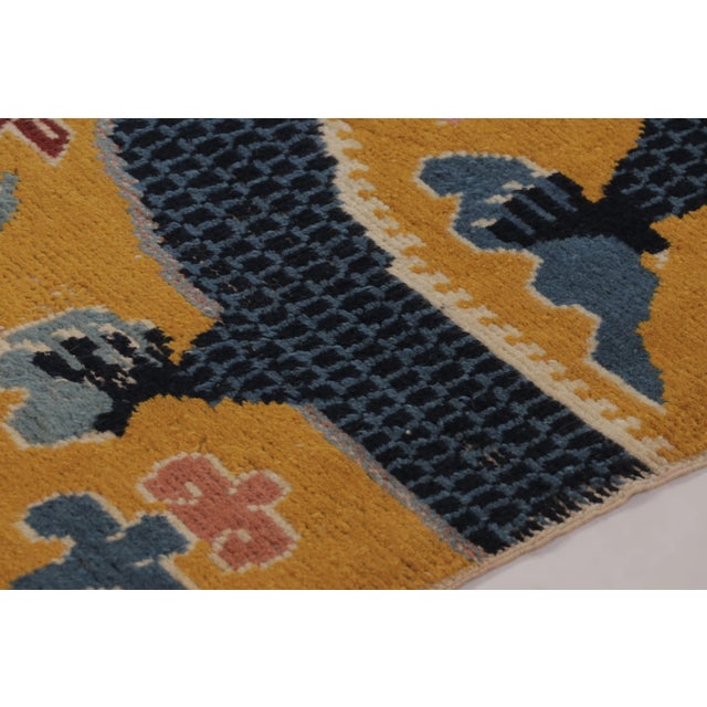 Chinese Antique Chinese Ningxia Pillar Runner With Imperial Dragon & Lions - Rug & Kilim For Sale - Image 3 of 10
