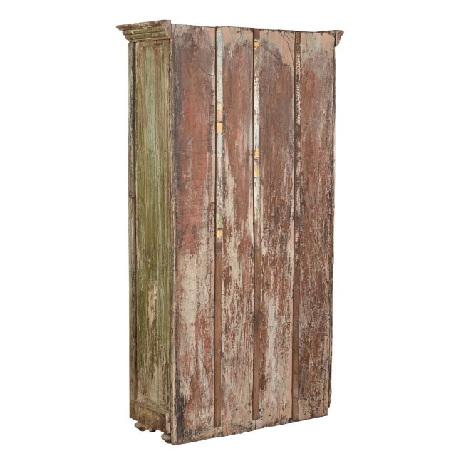1900 - 1909 Antique Indian Carved and Painted Armoire For Sale - Image 5 of 5