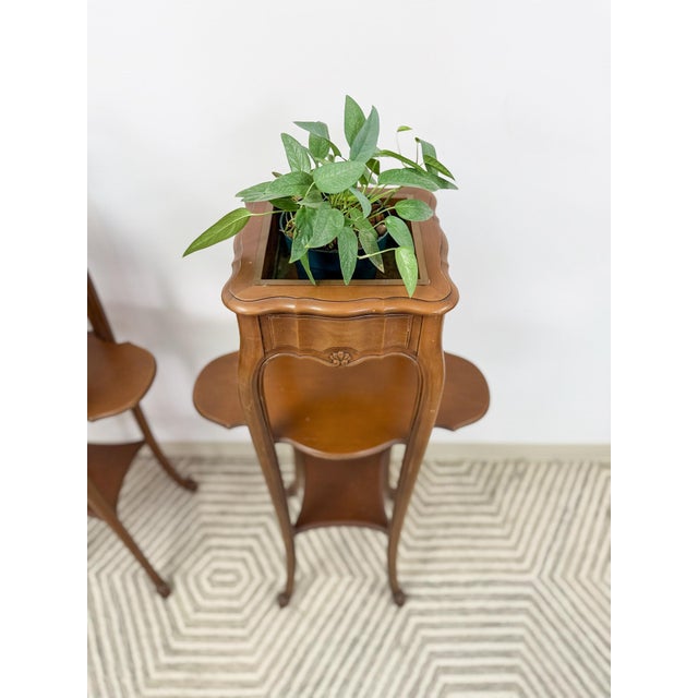 French Provincial Planter Box Stand Side Table Copper Tray Vintage Pair For Sale - Image 9 of 12