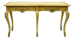 Baker Italian Regency Provincial Oak 2 Drawer Hoof Foot Console Hall Sofa Table