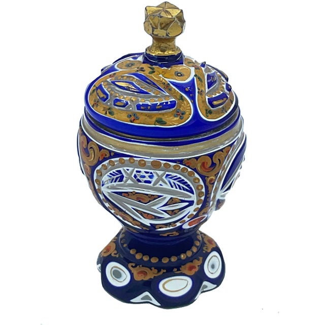 Antique Bohemian Overlay Glass Bonbonniere For Sale - Image 9 of 10
