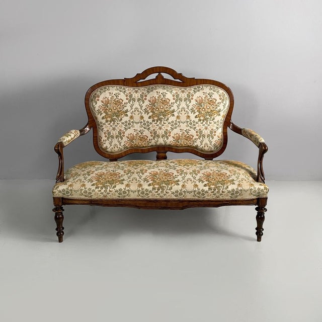 Italian 19th Century Style Sofa in Floral Fabric and Wood, 1930s For Sale - Image 18 of 18