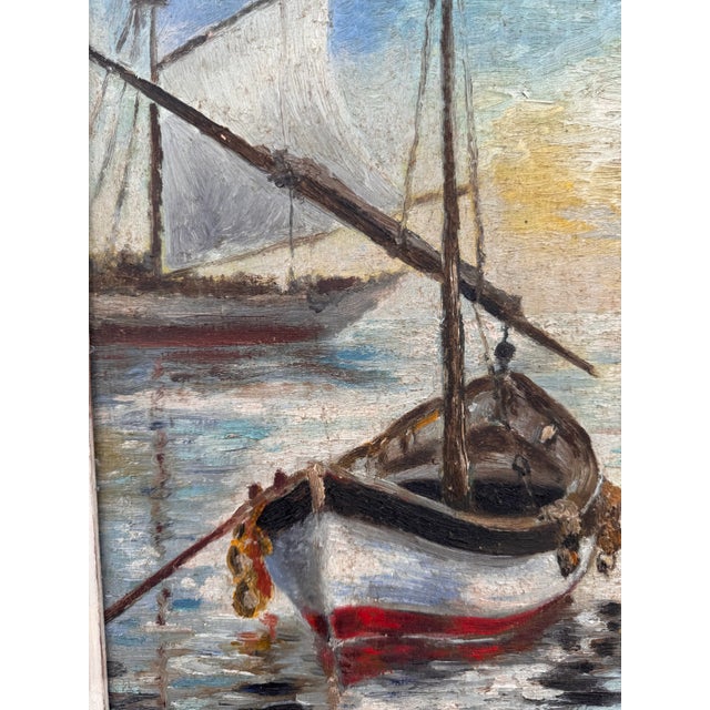 English Tender Sailboat Oil on Canvas For Sale - Image 4 of 5