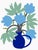 "Pot of Blue Flowers" Contemporary Original Floral Still Life Print by Annie Naranian For Sale