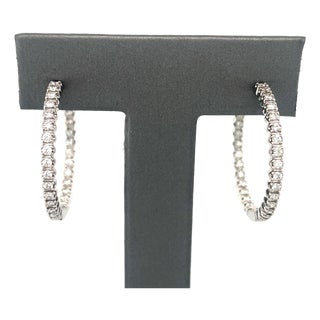 Tiffany & Co., White Gold and Diamond Hoop Earrings, Pair For Sale