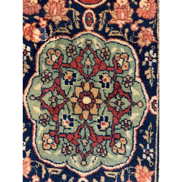 Textile Late 19th Century Navy Blue Fine Hand Knotted Persian Antique Kermanshah For Sale - Image 7 of 9