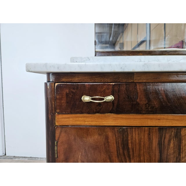 Art Deco Walnut Storage Unit with White Marble, 1940 For Sale - Image 12 of 18