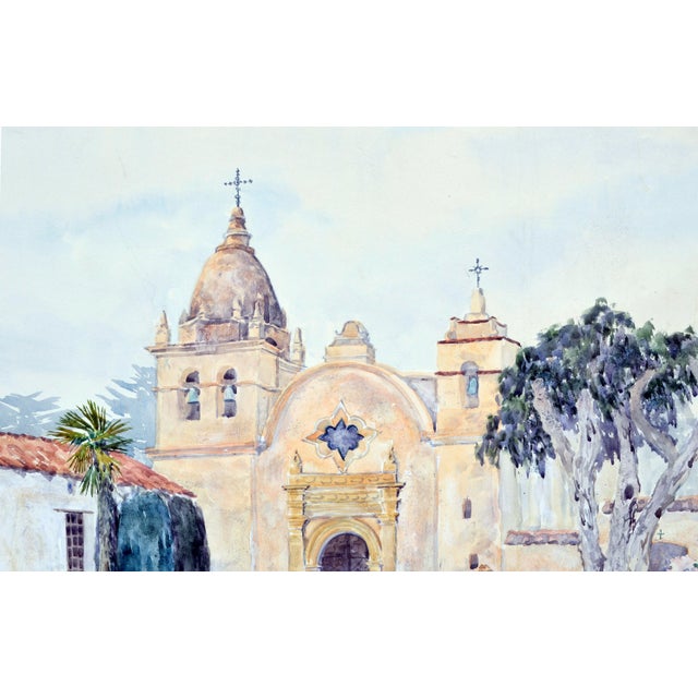 American Carmel Mission Watercolor Landscape by Deanna DeChauron For Sale - Image 3 of 5