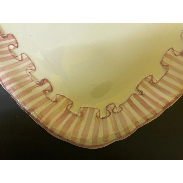 Vintage 1989 Angora / Haldon Group "Pink Stripe" Ribbon Bow Heart Platter - Rare 14" For Sale - Image 11 of 17