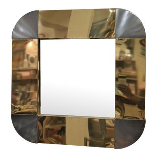 Cjere Mirror1970s Brass & Chrome Italian Glam Mirror – C. Jere For Sale