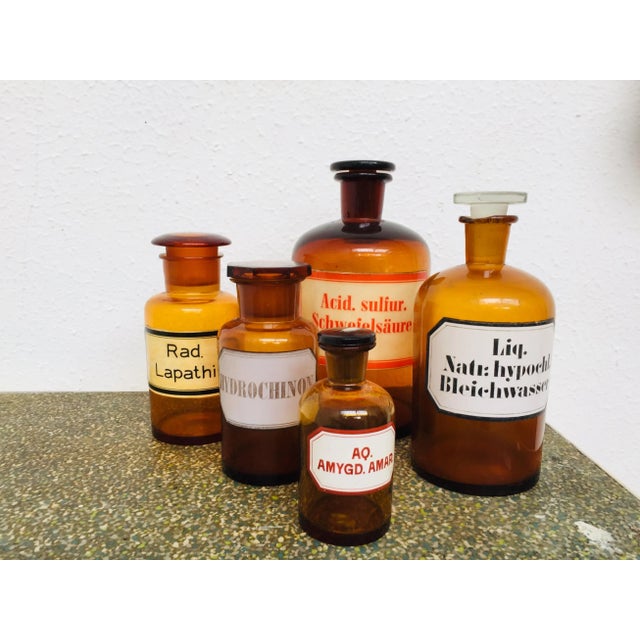 Brown Vintage German Pharmacy Glass Set, 1920s, Set of 5 For Sale - Image 8 of 8