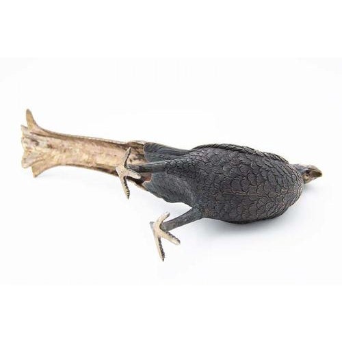 Chiseled Silver Pheasants with Long Tails, Set of 2, in Very Good conditions. Designed 1920 to 1949 This piece has an...