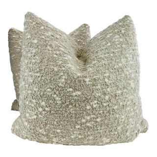 Chunky Boucle in Sand 22" Pillows-A Pair For Sale