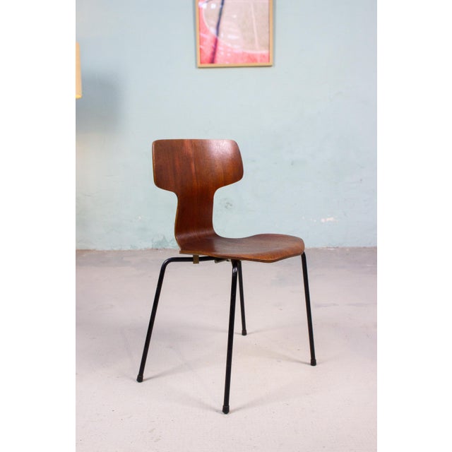 These four chairs were designed by Arne Jacobsen for Fritz Hansen. They are model 3103, manufactured in 1965. This early...