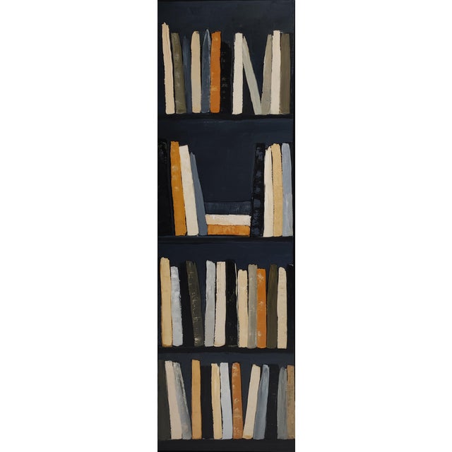 A refined abstract composition by Sophie Dumont, this oil on canvas presents a stylized bookshelf structured across...