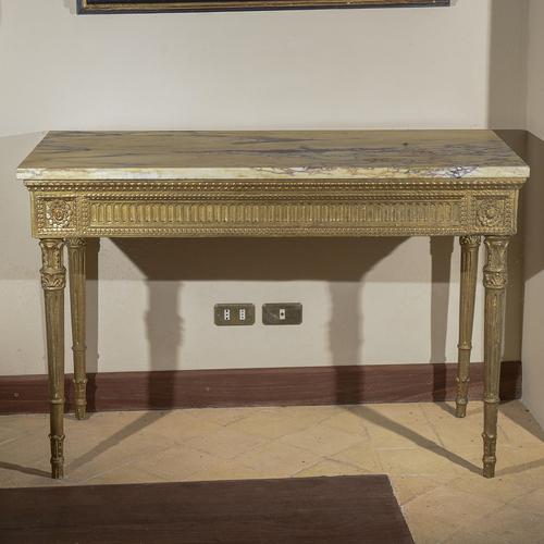 Stone Console Table with Redone Marble Top For Sale - Image 7 of 7
