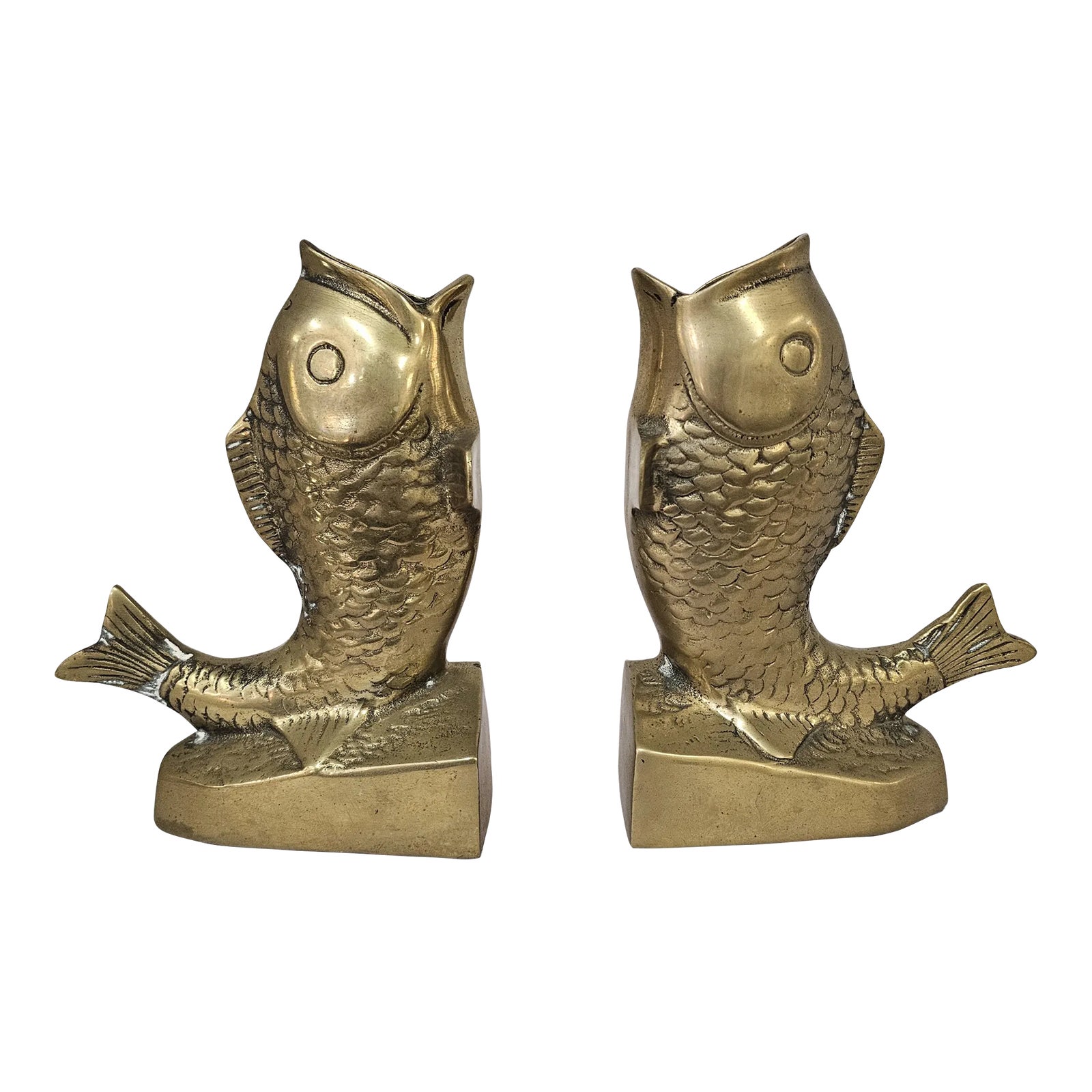 70’s Mid Century Modern Brass Fish Bookends a Pair Chairish