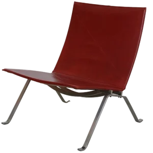 Pk-22 Chair in Red Aniline Leather by Poul Kjærholm