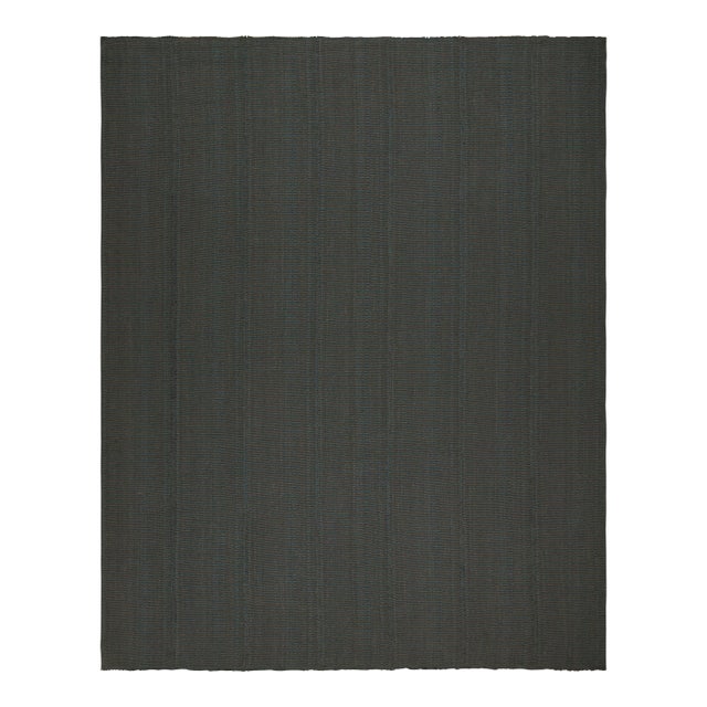 Rug & Kilim’s Contemporary Kilim in Black, With Blue Accents For Sale
