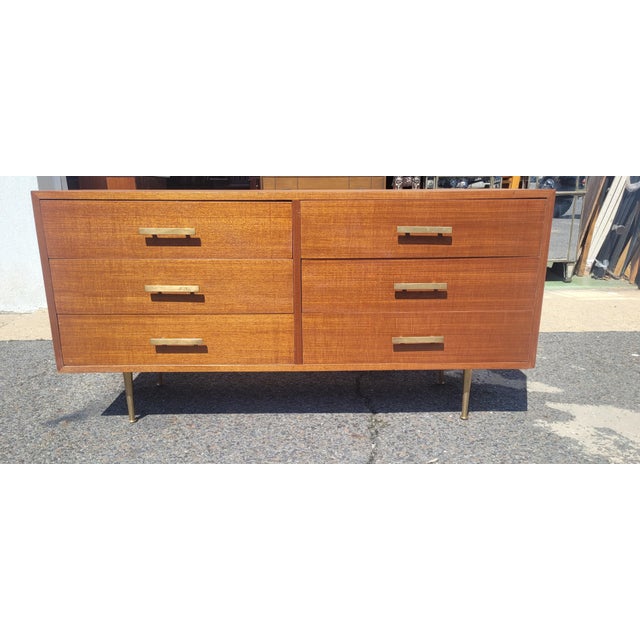 Find Mid-Century Modern 6 Drawer Low Chest Brass Legs For Sale - Image 12 of 13