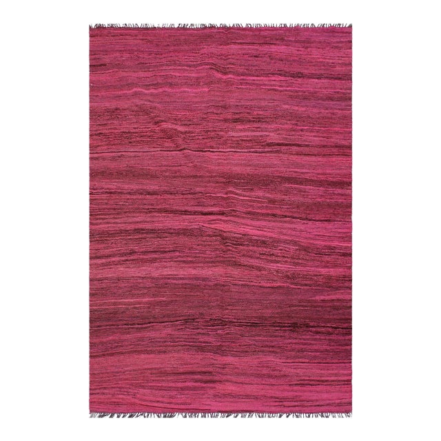 Caucasian Kilim Pink Brown Wool Rug - 5'9" X 7'6" For Sale