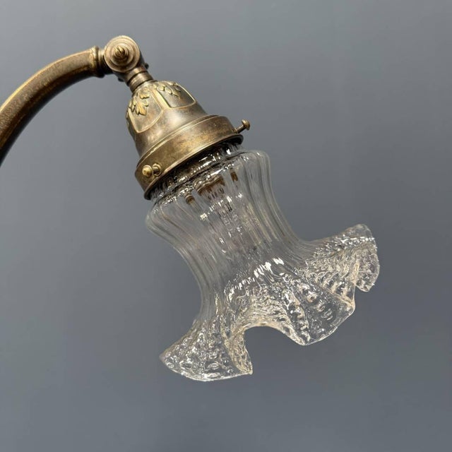 French Art Nouveau Table Lamp with Transparent Glass Shade For Sale - Image 10 of 18