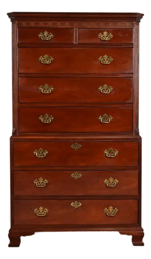 Baker Furniture Georgian Carved Mahogany Eight-Drawer Highboy Dresser