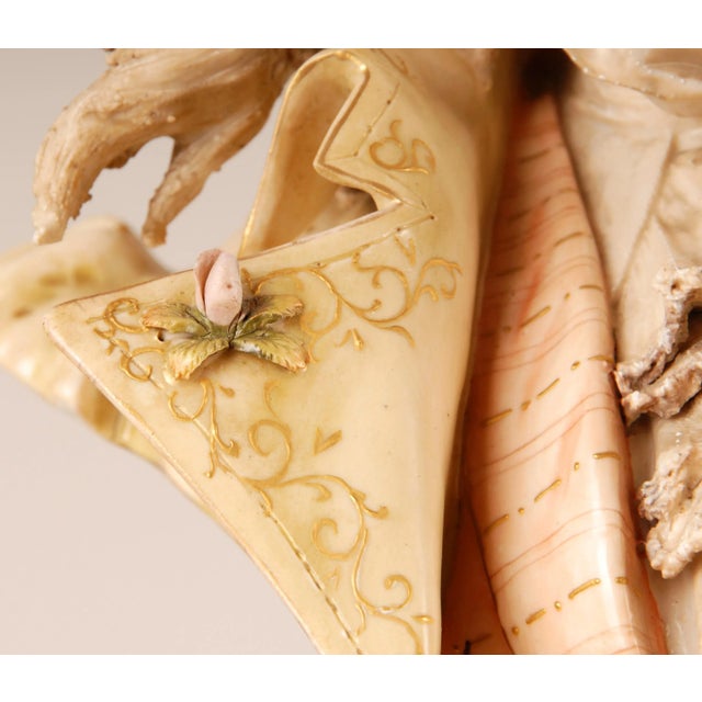 Beige Art Nouveau Amphora Austria Bust Figurine Polychrome Ceramic Pottery Sculpture For Sale - Image 8 of 13