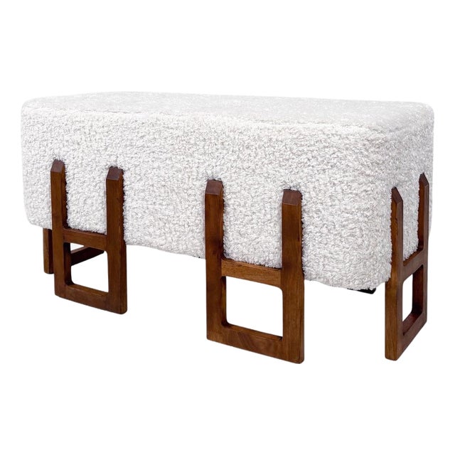 Italian Bench in Wood and Fabric For Sale